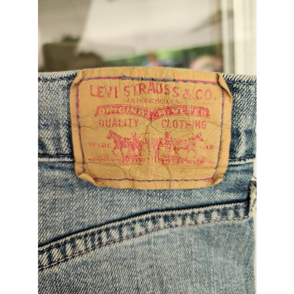 Vintage Y2K Levi's Size 11 Jr Blue Denim Long Button Fly A-Line Raw Hem Skirt - Picture 8 of 8